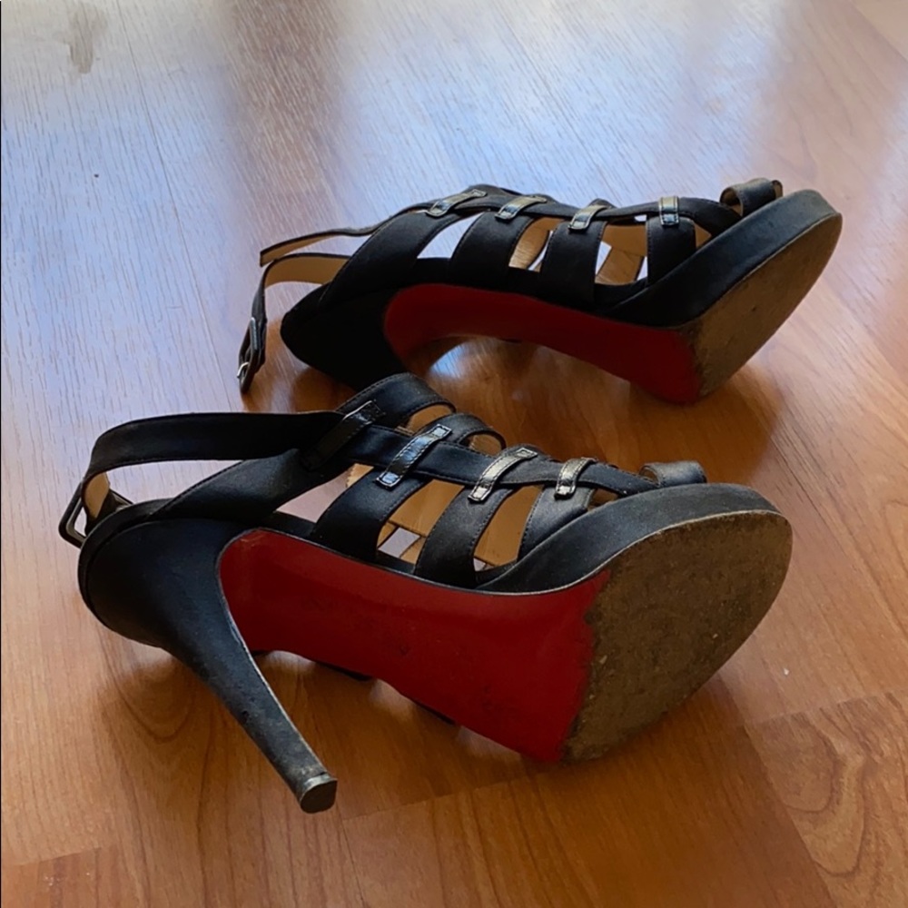 Strappy Christian Louboutin shoes in black sateen